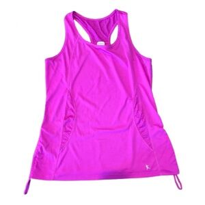 Danskin Women’s Fuchsia Mesh and Cinch Workout Tank Size Large